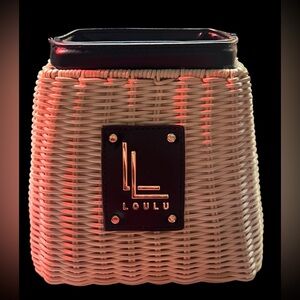 Wicker Loulu Gold Tan Black Woven Handbag Purse